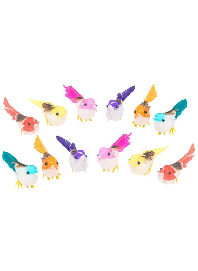 Warmtree 48 Pcs Artificial Simulation Birds Feather Mini Bird Decorative Fake Birds For Craft Home Ornaments Garden Wedding Decoration Embellishing, Random Color - Image 1