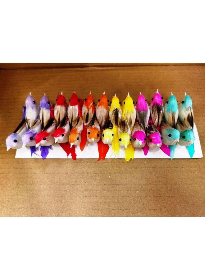 Warmtree 48 Pcs Artificial Simulation Birds Feather Mini Bird Decorative Fake Birds For Craft Home Ornaments Garden Wedding Decoration Embellishing, Random Color - Image 3