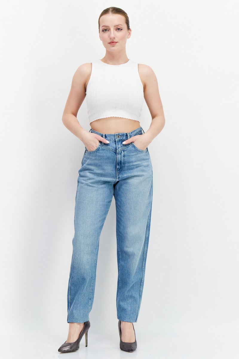 Pepe Jeans Women Balloon Fit Washed Denim Jeans , Blue - Image 3