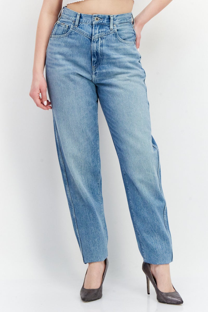 Pepe Jeans Women Balloon Fit Washed Denim Jeans , Blue - Image 1