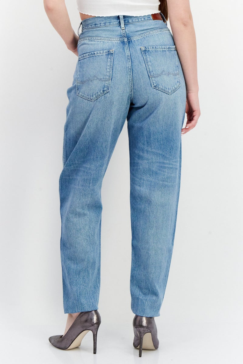 Pepe Jeans Women Balloon Fit Washed Denim Jeans , Blue - Image 4