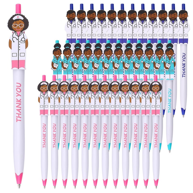 Sikao Cute Doctor Pen Thank You Caring Pens Gift for Doctors Medical Staff Assistants Healthcare Workers Women Coworkers Pharmacy (Mixed 36Pack) - Image 1