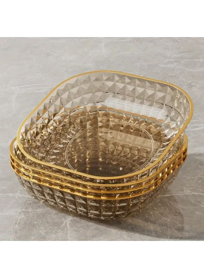 Stylish Pack Of 4 Transparent Golden Plastic Bowls For Desserts Fruits And Snacks - Image 4