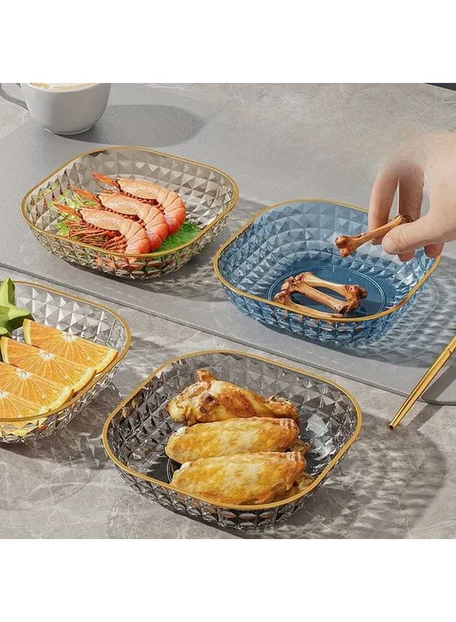 Stylish Pack Of 4 Transparent Golden Plastic Bowls For Desserts Fruits And Snacks - Image 2