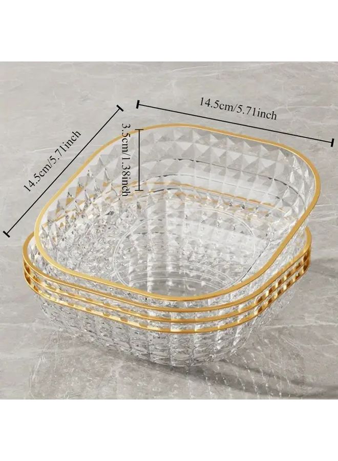 Stylish Pack Of 4 Transparent Golden Plastic Bowls For Desserts Fruits And Snacks - Image 1