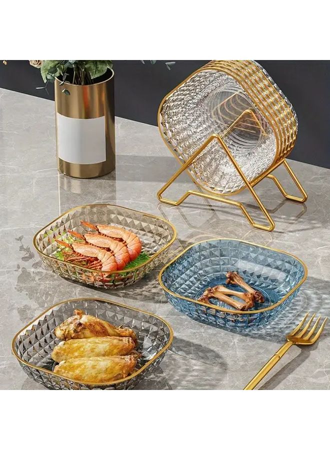 Stylish Pack Of 4 Transparent Golden Plastic Bowls For Desserts Fruits And Snacks - Image 3