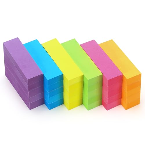 Eastern Wolf 30 Pads 0.6x2 Inch Sticky Notes Flags Tabs Page Markers 6 Bright Color Sticky Index Tabs Page Flags 80 Sheet/Pad - Image 1
