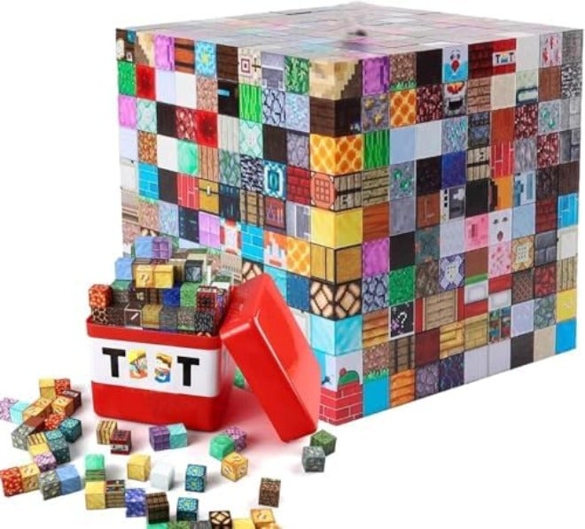 Moonmen Magnetic Building Blocks Set, Mine Magnet World Set For Toddler Educational STEM Construction Toy, Non-Toxic ABS Material Magnet Cubes Construction Toys (150 Pcs Jungle Tribes) - Image 1
