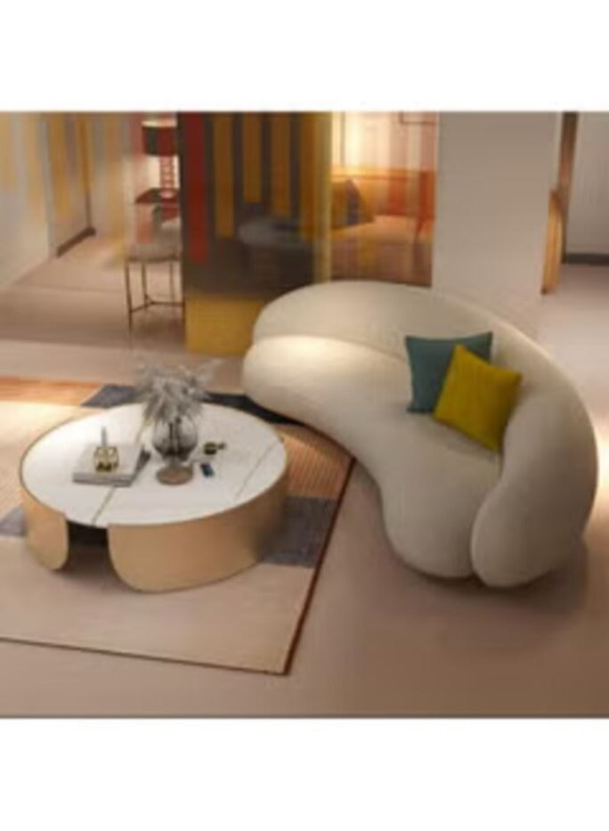 هاوس ون 3مقاعد|كنبة من البوكليه والخشب السويدي90 x 80 x 220 سم - بيج - Image 1