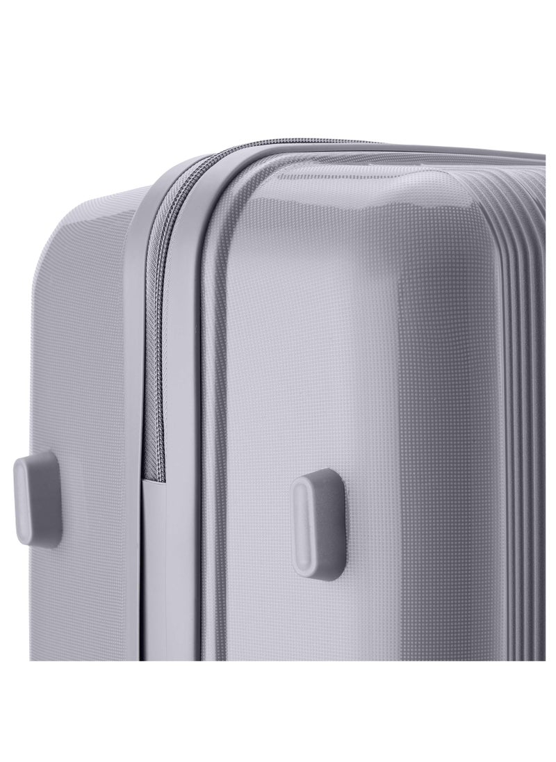 SENATOR Unisex Hard Case Medium Checked Luggage Lightweight PP Fashion Trolley Luggage with 4 Double Spinner Wheel and 3-Digit Combination Lock KH1009 Light Grey  - Image 4