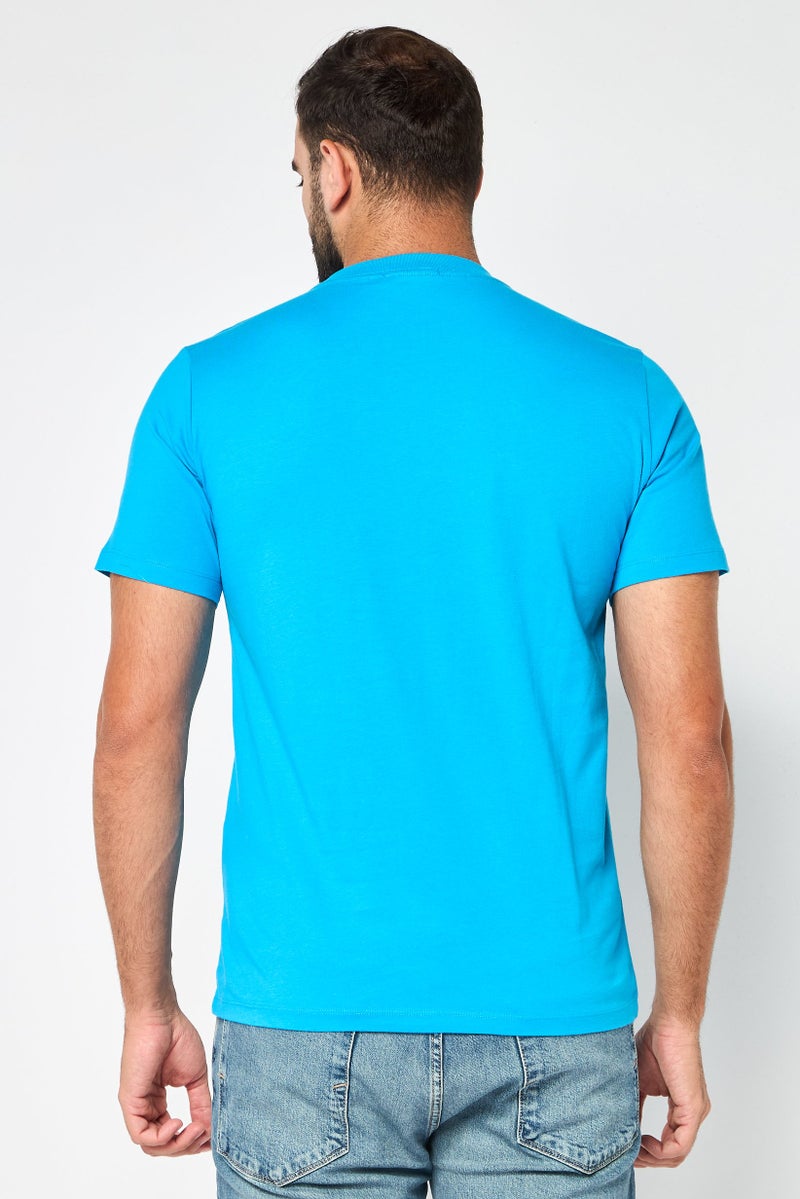 Replay Men Crew Neck Short Sleeves Graphic Print T-Shirt, Blue - Image 4