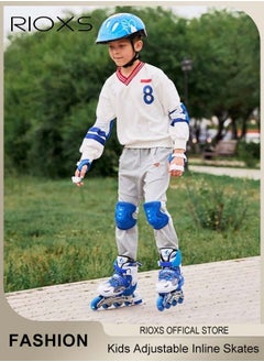 RIOXS Kids Rollerskates,Roller Skating Shoes For Boys,Professional Roller Inline Skates For Beginners,High Performance Roller Skates,Boys Blades Skate With Light-up Wheels,Speed Racing Skates For Outdoor Indoor  - Image 2