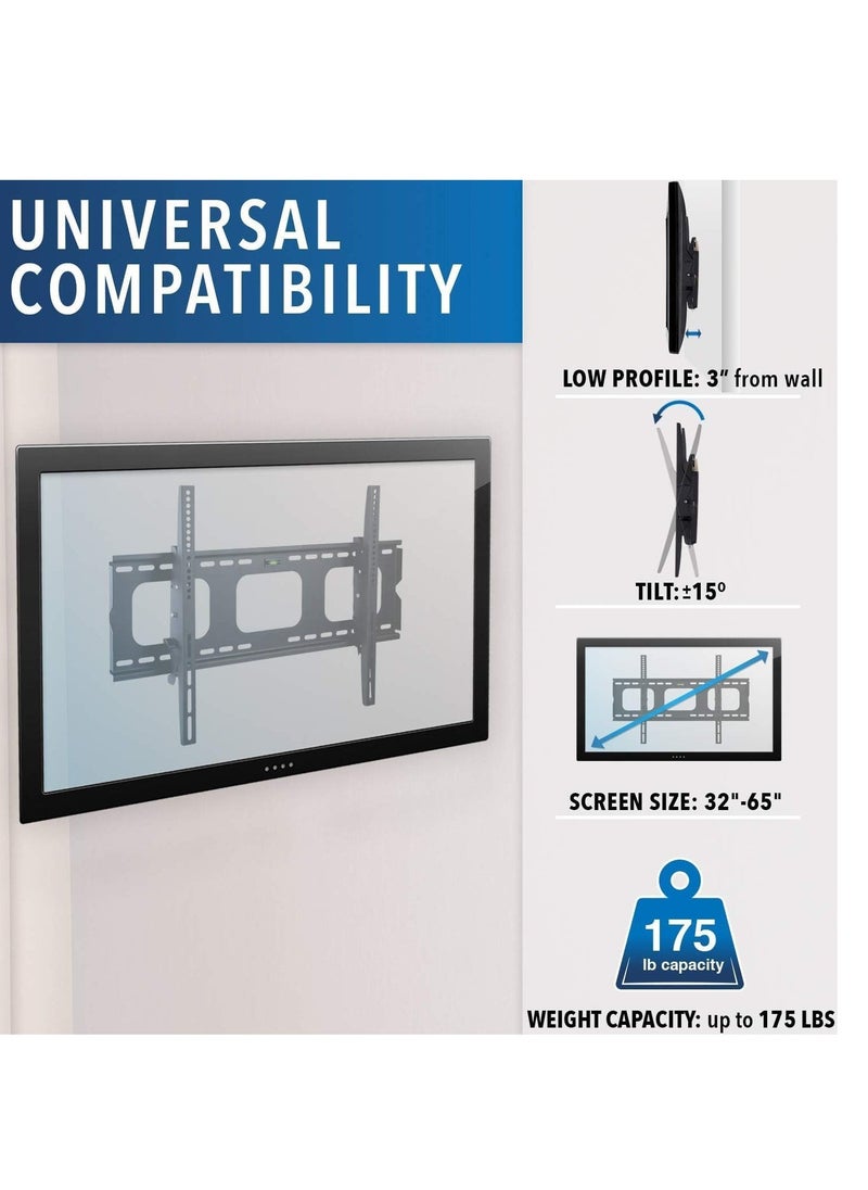 BGM Tilting TV Wall Mount Bracket For Samsung Sony Vizio LG Panasonic TCL Element 32 40 42 47 50 55 60 65 Inch TVs VESA 200x200 400x400 600x400, 750x450 Compatible Premium Tilt 175 Lbs Capacity  - Image 3