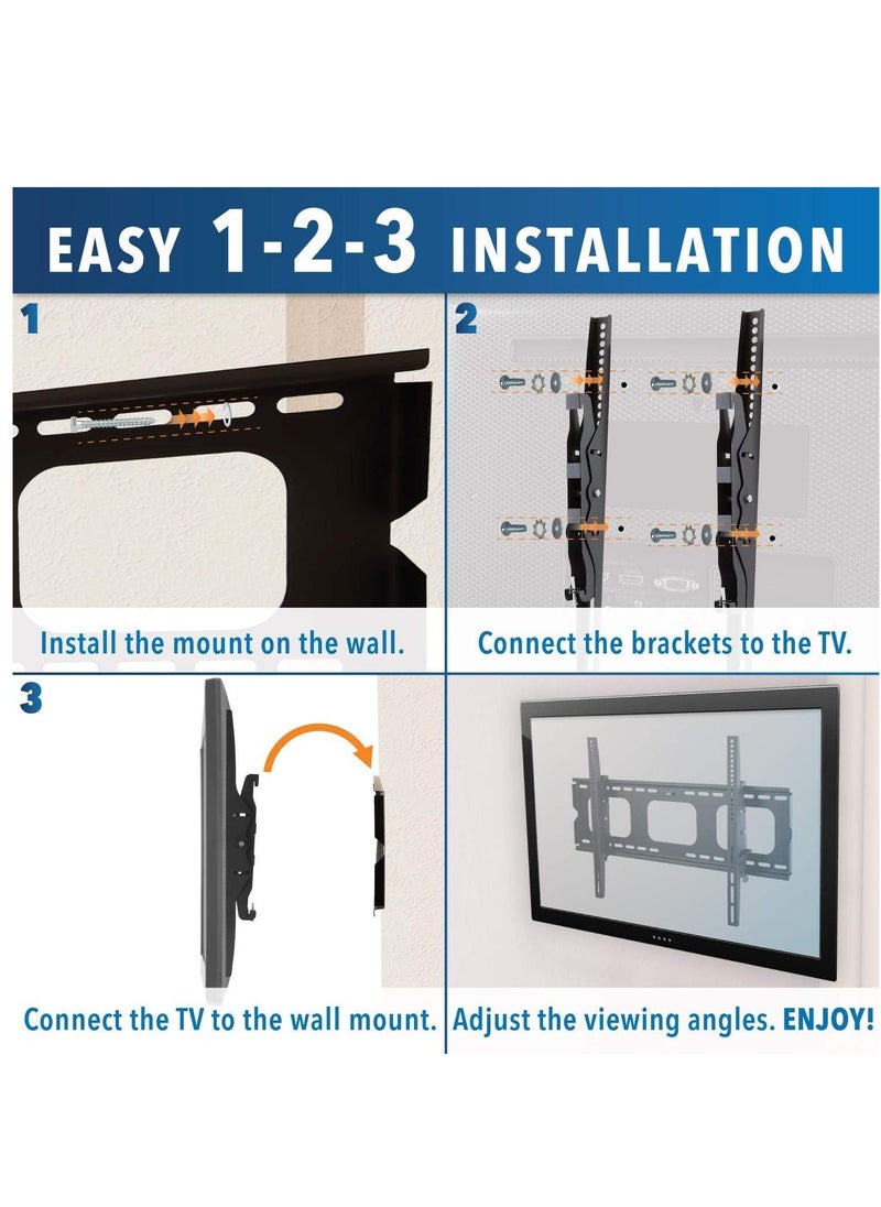 BGM Tilting TV Wall Mount Bracket For Samsung Sony Vizio LG Panasonic TCL Element 32 40 42 47 50 55 60 65 Inch TVs VESA 200x200 400x400 600x400, 750x450 Compatible Premium Tilt 175 Lbs Capacity  - Image 5