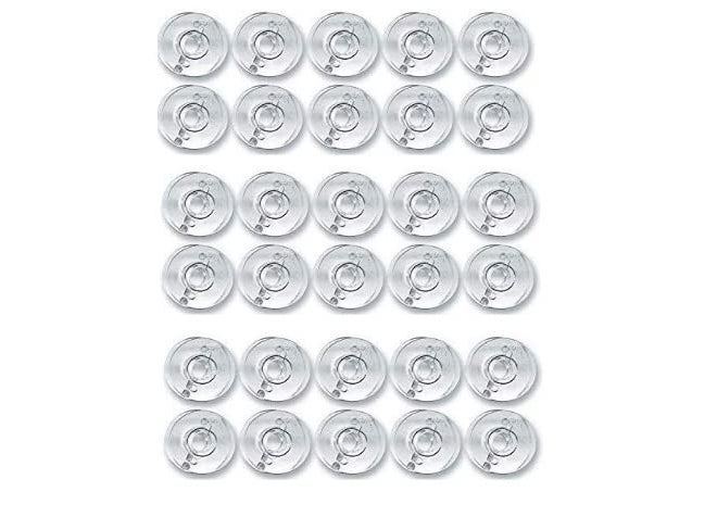 Zenith Imported Plastic Bobbins for All Domestic Automatic and Manual Sewing Machines.Suitable for Models Like Singer, Usha Janome, Brother, Rajesh, etc.Multicolor (White Trasparent 30) - Image 1