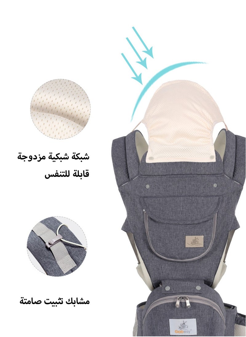 Arabest Baby Hip Seat Carrier Baby Waist Stool for Child Ergonomic Infant Carrier with Hip Seat Kangaroo Bag Front and Back Baby Holder Carrier 3-36 Months  - Image 3