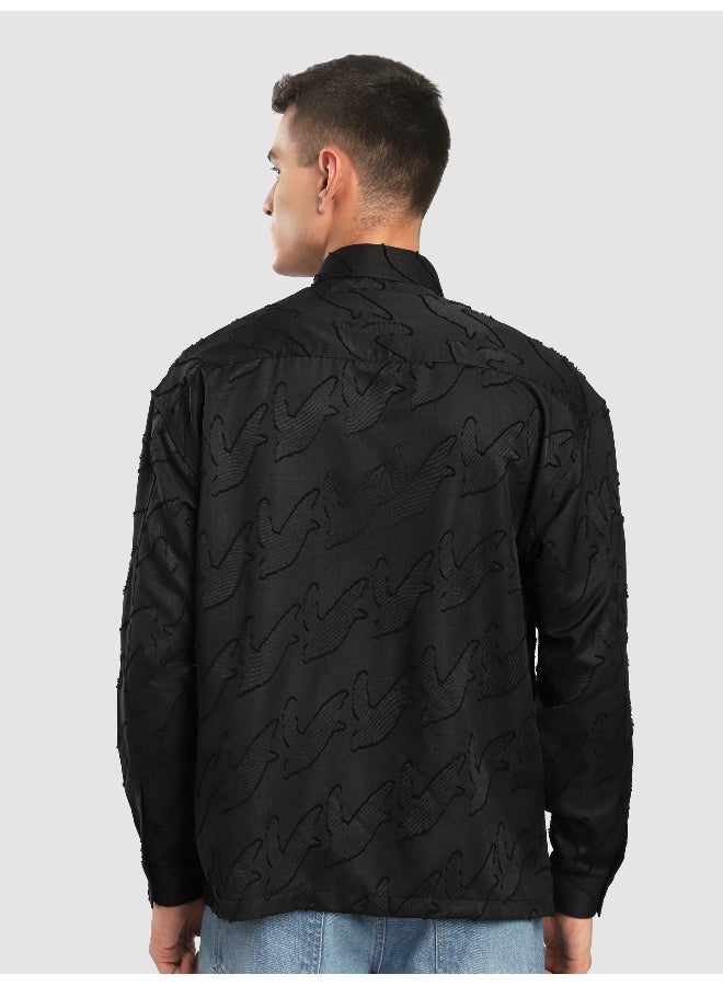 Beyoung Black Fur Abstract Textured Shirt  - Image 3