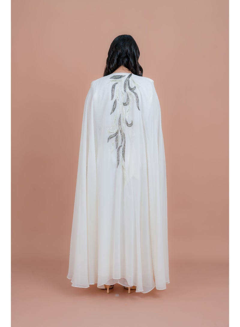 اكسا كفتان أنيق بحزام قطعتين أبيض - Image 4