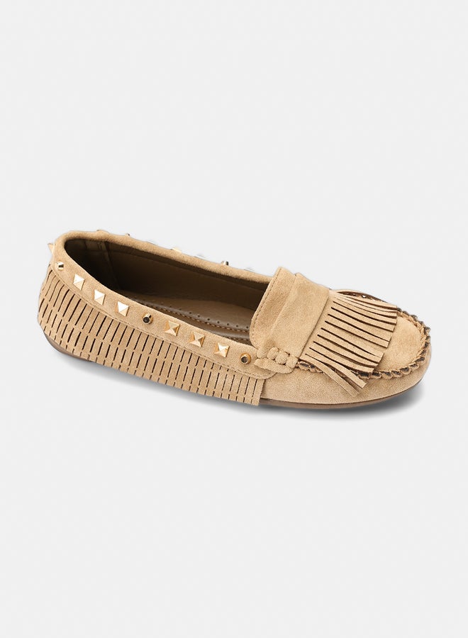 Dejavu Shoes RUI-DVTX-005 Studded Suede Flat Slip On Ballerina For Women - Image 1