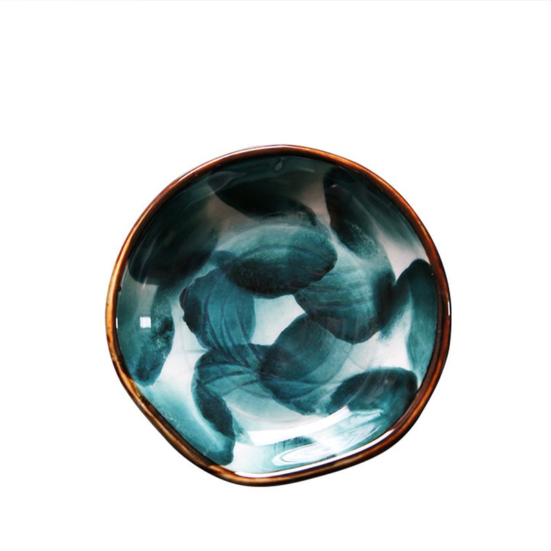 4 PCS Handmade Ceramic Plate Retro Handpainted Japanese Style Snack Sauce Tray Tableware - Image 5