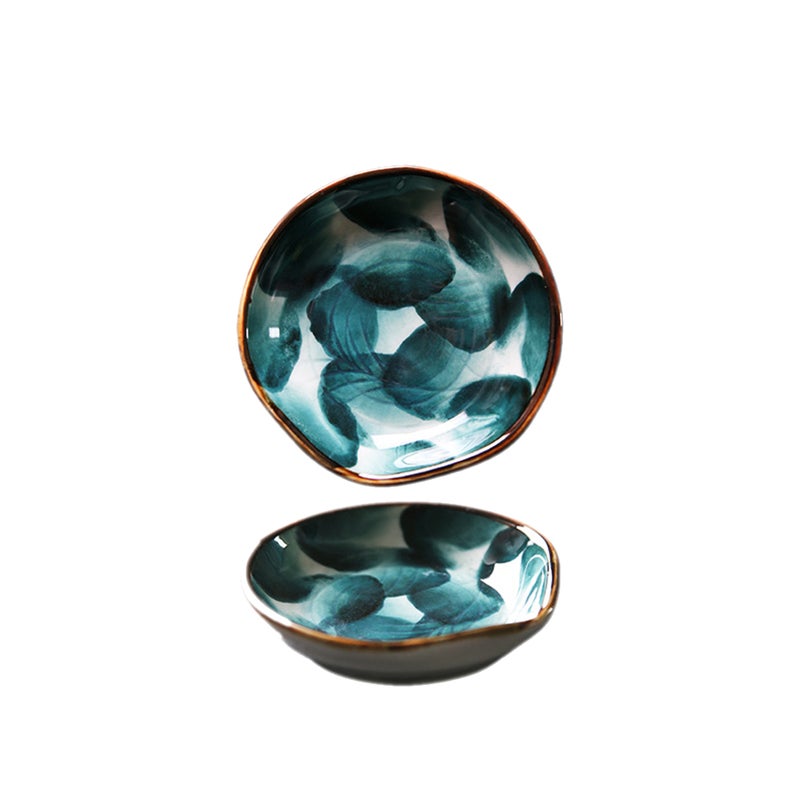 4 PCS Handmade Ceramic Plate Retro Handpainted Japanese Style Snack Sauce Tray Tableware - Image 2