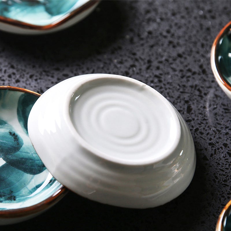 4 PCS Handmade Ceramic Plate Retro Handpainted Japanese Style Snack Sauce Tray Tableware - Image 3