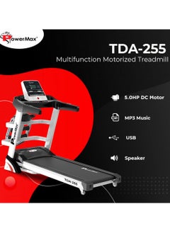 PowerMax Fitness Fitness Tda-255 (5Hp Peak) Multi-Function Treadmill For Home Use With Massager 【Max User Wt. 125Kg | 15 Level Auto Incline | Top Speed:15.8 Km/Hr | Spring Resistance】  - Image 2