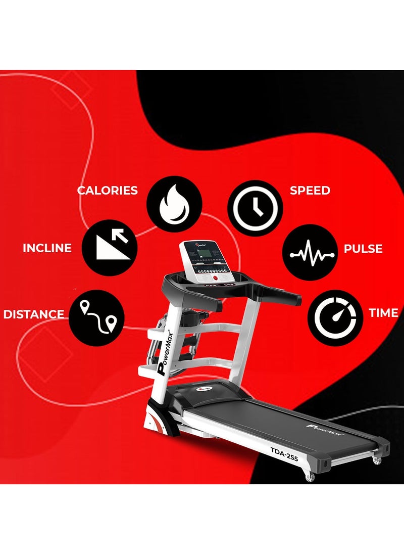 PowerMax Fitness Fitness Tda-255 (5Hp Peak) Multi-Function Treadmill For Home Use With Massager 【Max User Wt. 125Kg | 15 Level Auto Incline | Top Speed:15.8 Km/Hr | Spring Resistance】  - Image 4