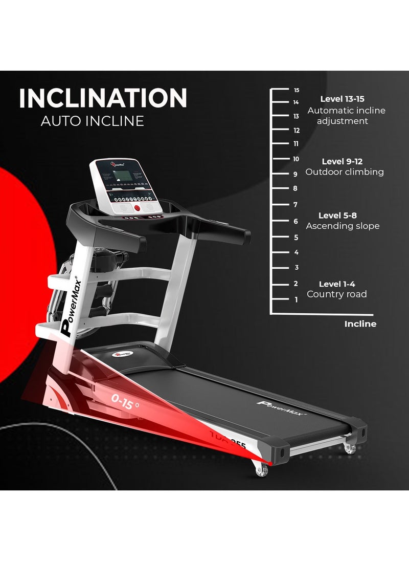 PowerMax Fitness Fitness Tda-255 (5Hp Peak) Multi-Function Treadmill For Home Use With Massager 【Max User Wt. 125Kg | 15 Level Auto Incline | Top Speed:15.8 Km/Hr | Spring Resistance】  - Image 5