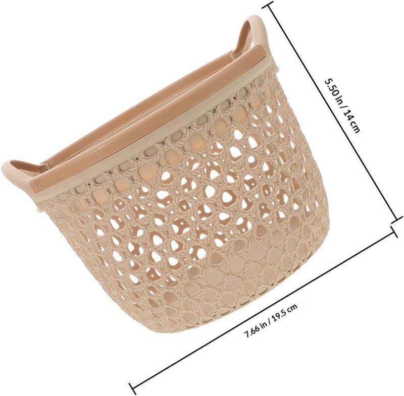 2pcs Waterproof Plastic Laundry Hamper with Handles, Small Beige Hollow out Dirty Clothes Basket Organizer for Home Bathroom Bedroom Storage - Image 2