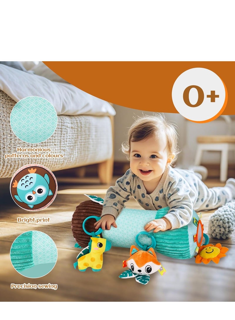 Baby Tummy Time Toys, Montessori Sensory Crawling Toy Pillow,Developmental Tummy Time Toys for Babies 3-6 Months Baby Baby Sensory Toys Roller With Detachable Squeaker, Teether & Rattle,Infants Toys 0 3 6 9 12 Months Old Toys for Baby Infant Pillow Toy - Image 3