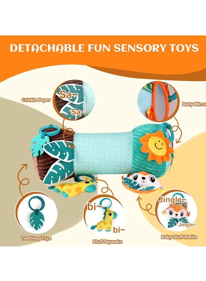 Baby Tummy Time Toys, Montessori Sensory Crawling Toy Pillow,Developmental Tummy Time Toys for Babies 3-6 Months Baby Baby Sensory Toys Roller With Detachable Squeaker, Teether & Rattle,Infants Toys 0 3 6 9 12 Months Old Toys for Baby Infant Pillow Toy - Image 4