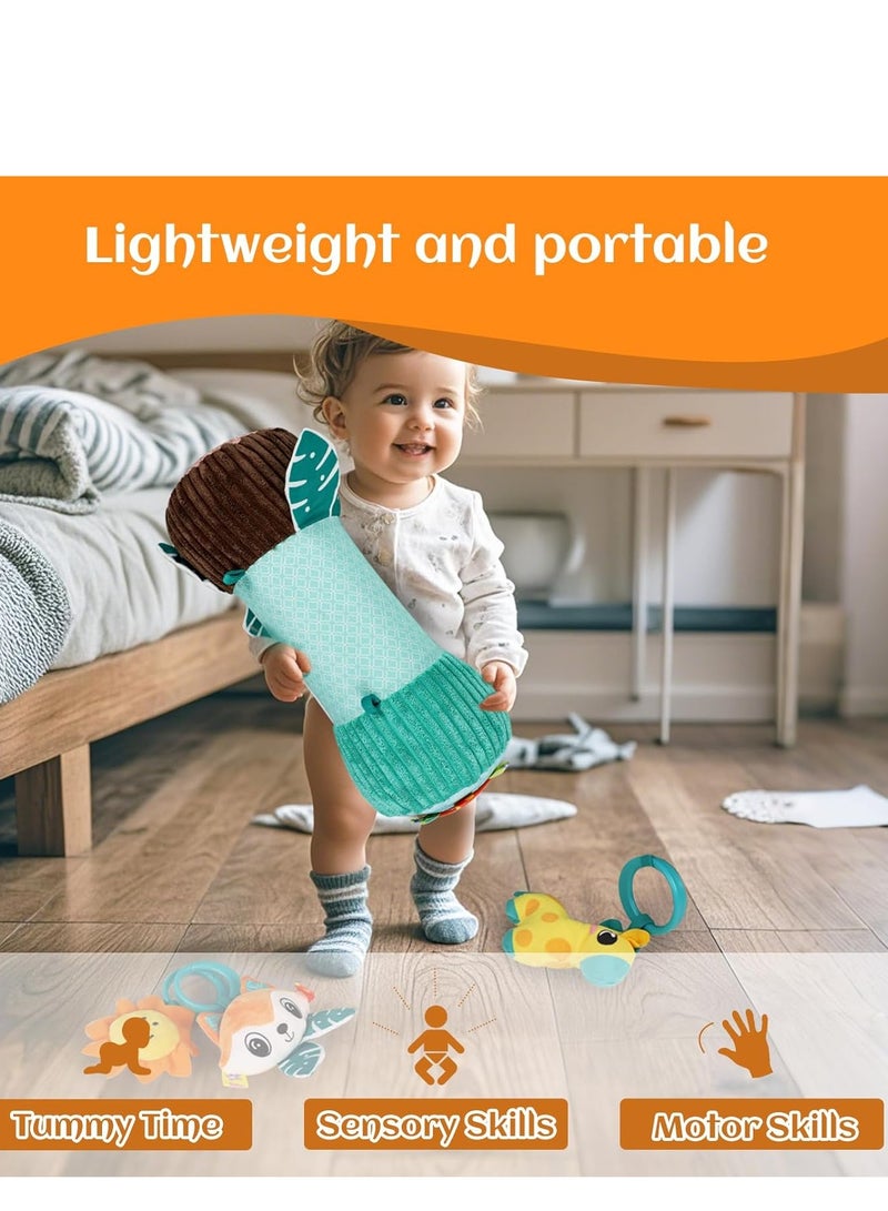 Baby Tummy Time Toys, Montessori Sensory Crawling Toy Pillow,Developmental Tummy Time Toys for Babies 3-6 Months Baby Baby Sensory Toys Roller With Detachable Squeaker, Teether & Rattle,Infants Toys 0 3 6 9 12 Months Old Toys for Baby Infant Pillow Toy - Image 5