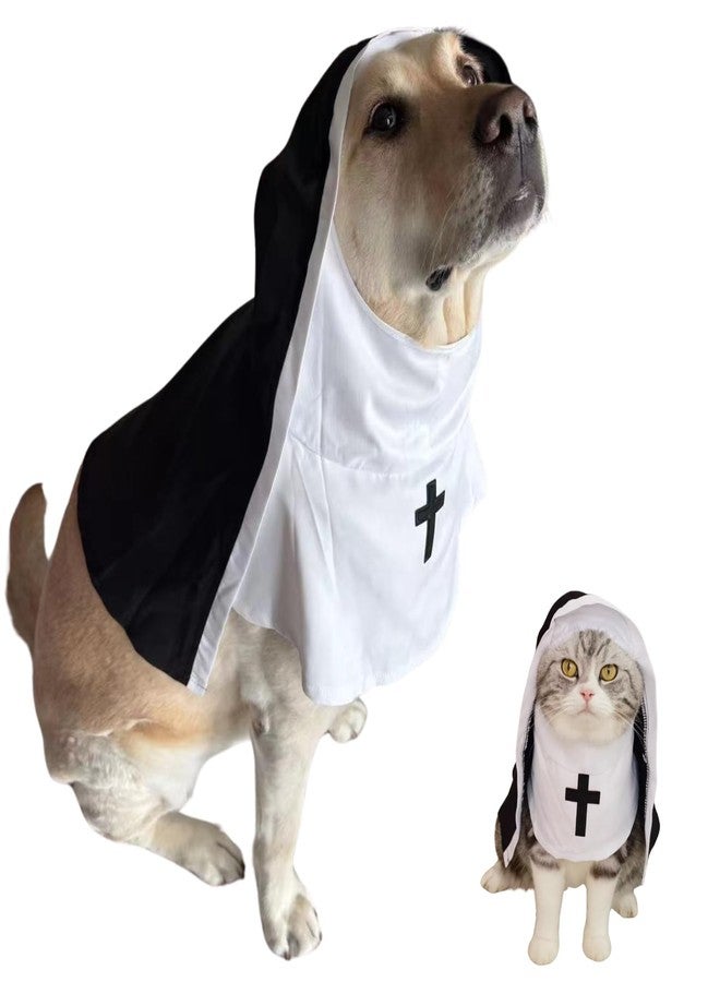 Urnat Cat/Dog Nun Costume Pet Clothing - Cute Funny Sister Habit Dress Outfit for Halloween Christmas Festival Cosplay Party (2XL) - Image 1