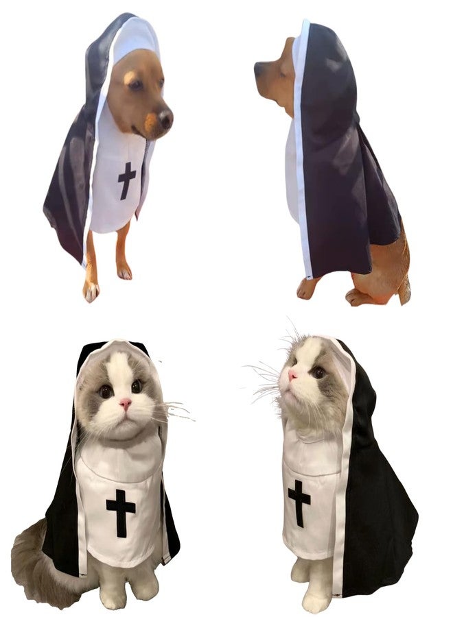 Urnat Cat/Dog Nun Costume Pet Clothing - Cute Funny Sister Habit Dress Outfit for Halloween Christmas Festival Cosplay Party (2XL) - Image 4