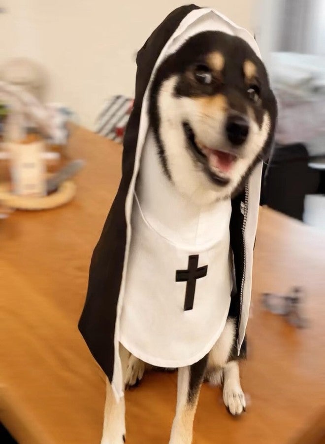 Urnat Cat/Dog Nun Costume Pet Clothing - Cute Funny Sister Habit Dress Outfit for Halloween Christmas Festival Cosplay Party (2XL) - Image 3