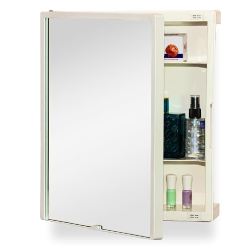 CIPLA PLAST New Rich Look Bathroom Cabinet with Mirror | Storage Organiser | Strong Plastic Bathroom Shelves Wall Mounted | Bathroom Accessories| Mirror Cabinet (Ivory) - Image 1