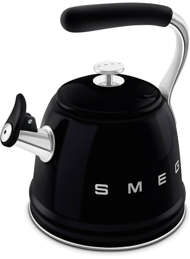smeg Whistling Kettle Cklw2001Bl – Premium 2.3 L Retro-Style Stainless Steel Tea Kettle, Ergonomic Handle, Italian Design, CKLW2001BL black - Image 4