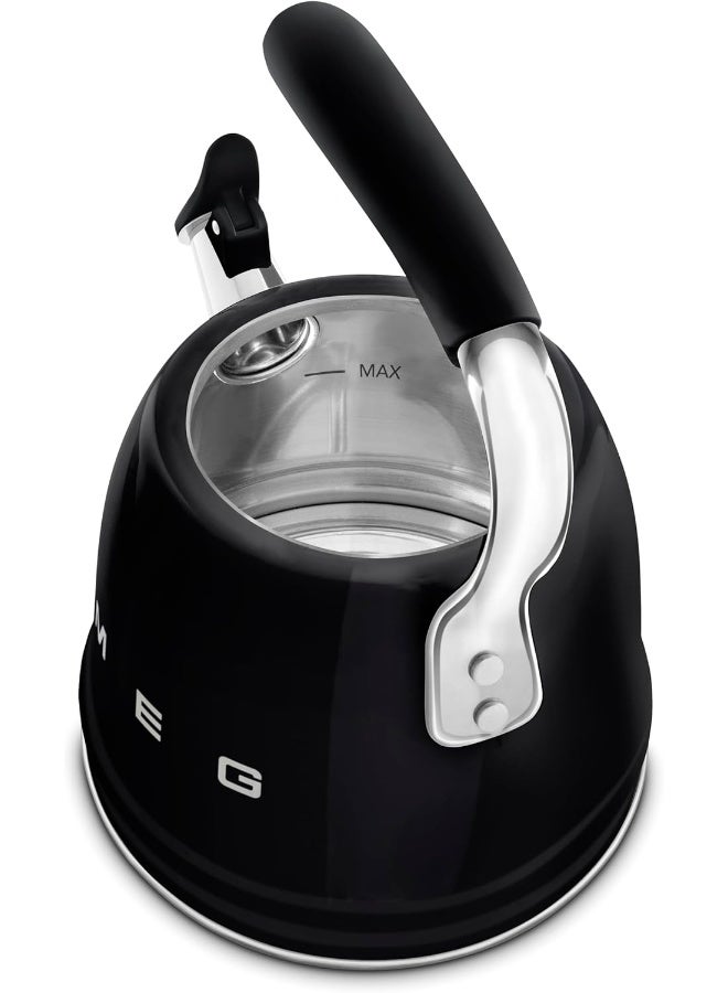 smeg Whistling Kettle Cklw2001Bl – Premium 2.3 L Retro-Style Stainless Steel Tea Kettle, Ergonomic Handle, Italian Design, CKLW2001BL black - Image 5