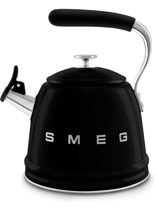 smeg Whistling Kettle Cklw2001Bl – Premium 2.3 L Retro-Style Stainless Steel Tea Kettle, Ergonomic Handle, Italian Design, CKLW2001BL black - Image 3