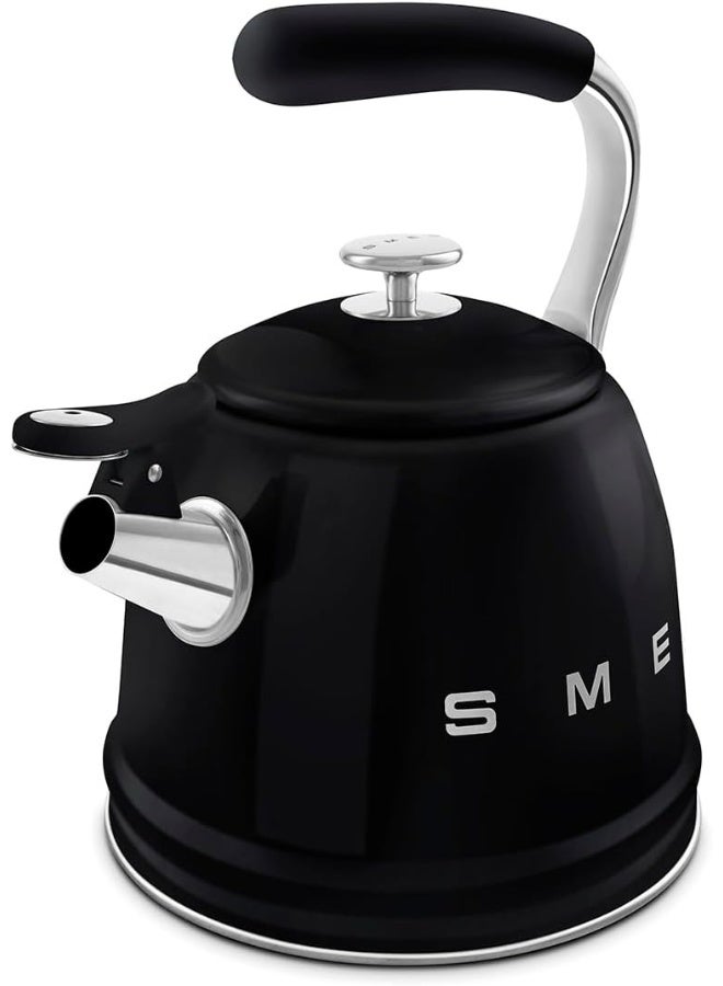 smeg Whistling Kettle Cklw2001Bl – Premium 2.3 L Retro-Style Stainless Steel Tea Kettle, Ergonomic Handle, Italian Design, CKLW2001BL black - Image 2
