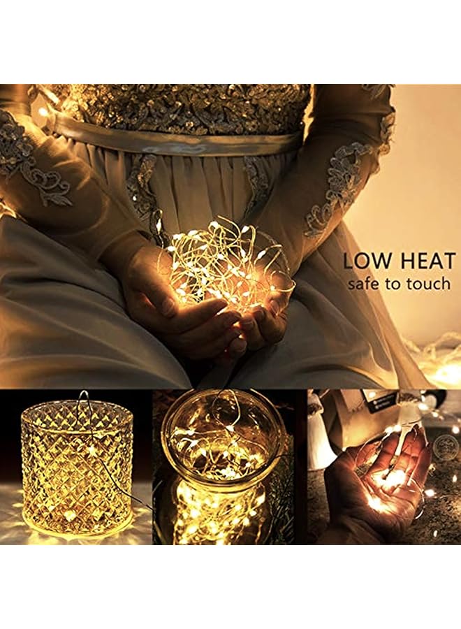 erorex 2 Pack Fairy Lights Battery Operated 10M 100 Led String Lights Waterproof Outdoor Indoor 8 Modes With Remote Timmer Twinkle Lighting For Gazebo Party Room Garland Decor Warm White - Image 4