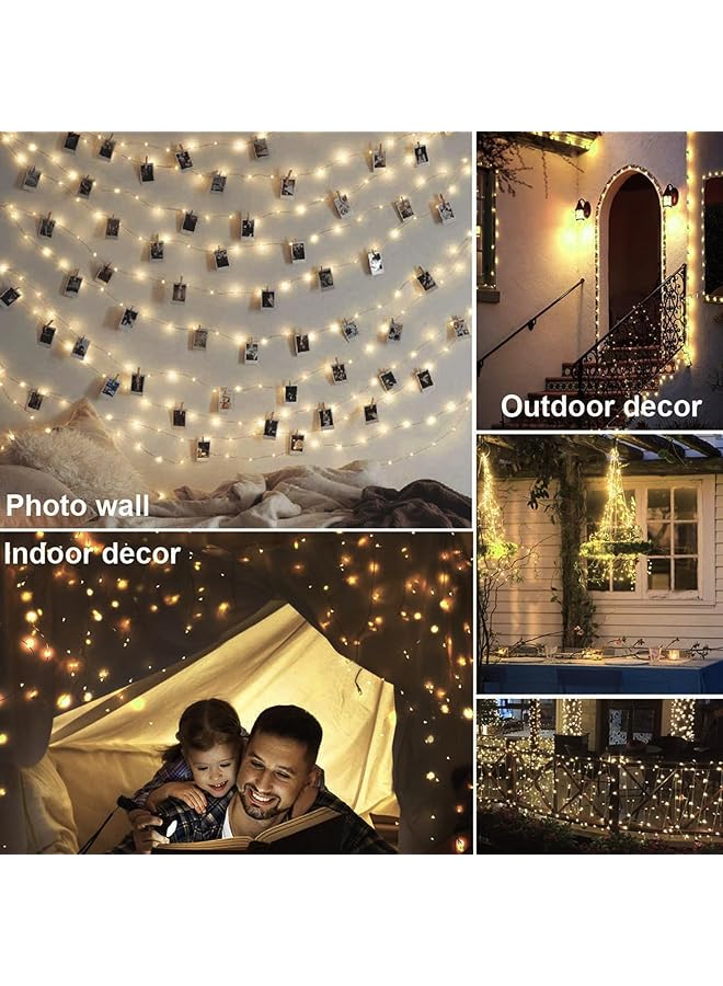 erorex 2 Pack Fairy Lights Battery Operated 10M 100 Led String Lights Waterproof Outdoor Indoor 8 Modes With Remote Timmer Twinkle Lighting For Gazebo Party Room Garland Decor Warm White - Image 5