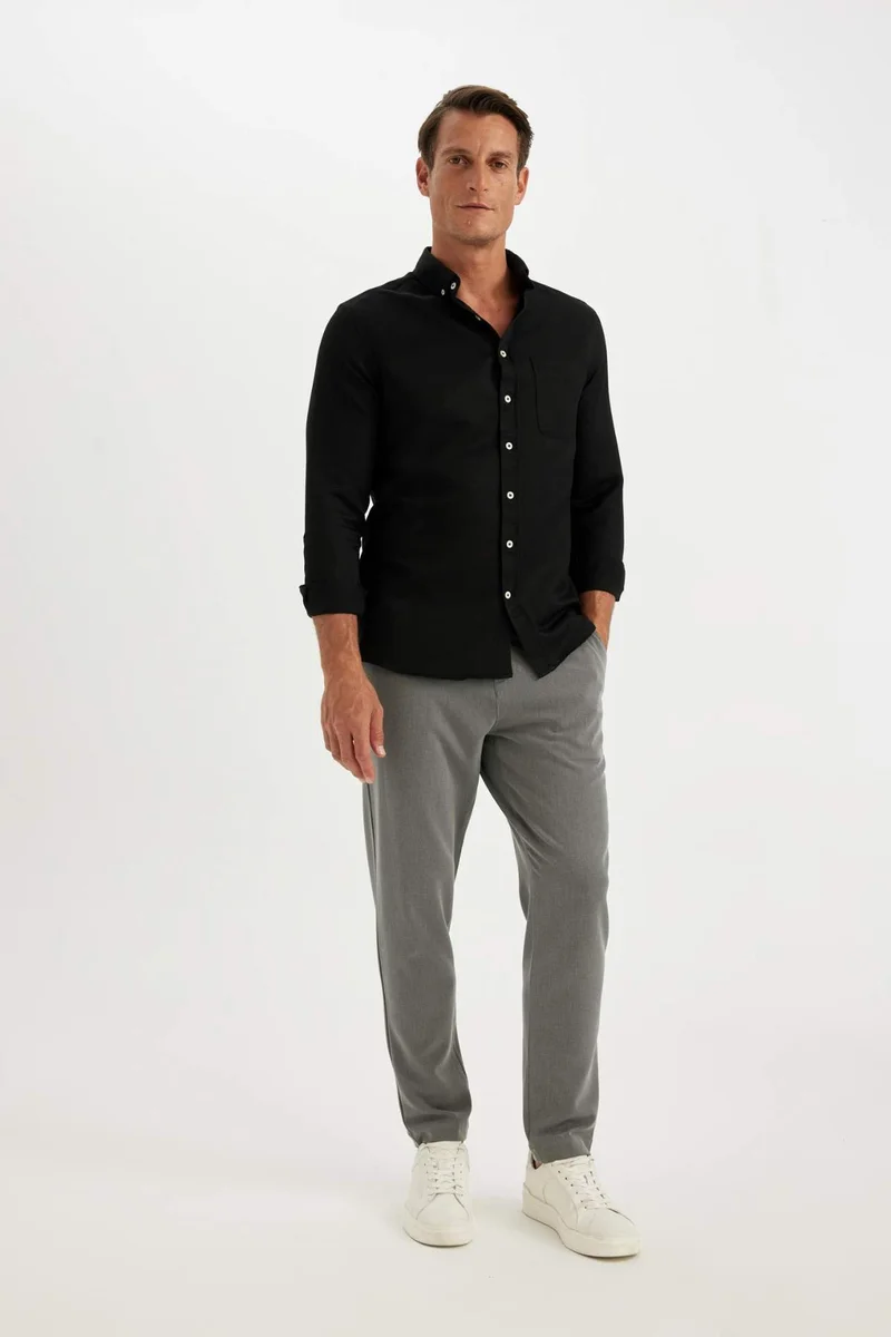 ديفاكتو Slim Fit Polo Shirt Long Sleeve Shirt
