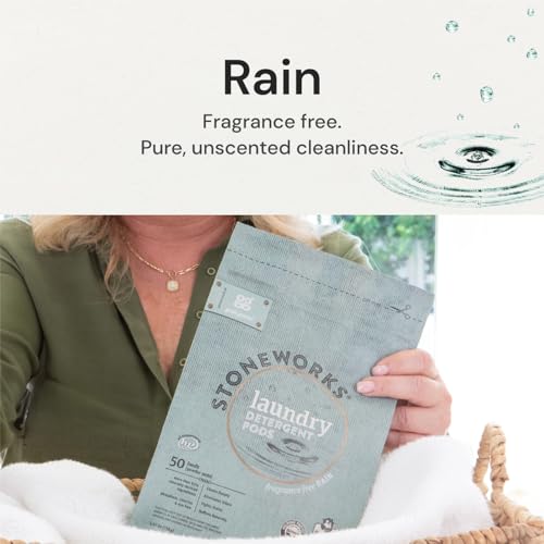 Grab Green Stoneworks Laundry Detergent Pods, Powered by Naturally-Derived Plant & Mineral-Based Powder Pods, Fragrance Free Rain, 50 Count (Pack of 1) Loads-EPA Safer Choice Certified - Image 5