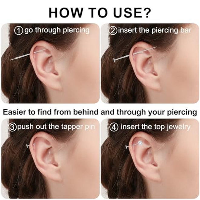 Gotumo - Aretes con parte trasera plana de 20G, titanio G23 sin rosca, para tragus, labret, cartílago, labio, medusa, conch, piercing corporal, joyería hipoalergénica para mujeres y hombres - Image 4