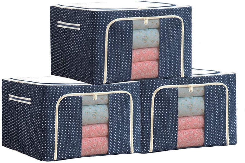 PRAHAJ Storage Bag 66L Large Capacity with Reinforced Handle Thick Fabric for Comforters Blankets Bedding Foldable with Sturdy ZipperClothesClosets BedroomsSet3 - Image 1
