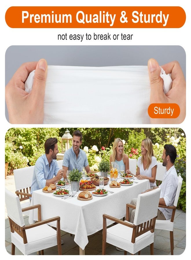 xozeooeu 15 Pack White Paper Tablecloths for Rectangle Tables 55 x 108 Inch, 3 Ply Disposable Table Cloths with Plastic Backing for Wedding, Birthday Party, Banquet - Image 4