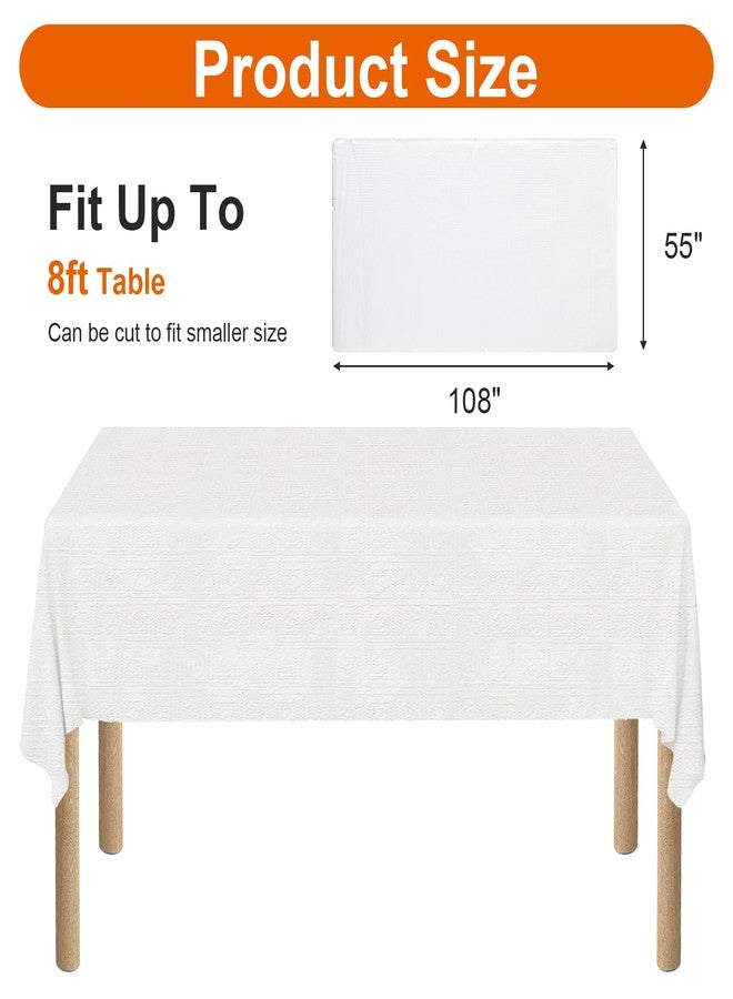 xozeooeu 15 Pack White Paper Tablecloths for Rectangle Tables 55 x 108 Inch, 3 Ply Disposable Table Cloths with Plastic Backing for Wedding, Birthday Party, Banquet - Image 2
