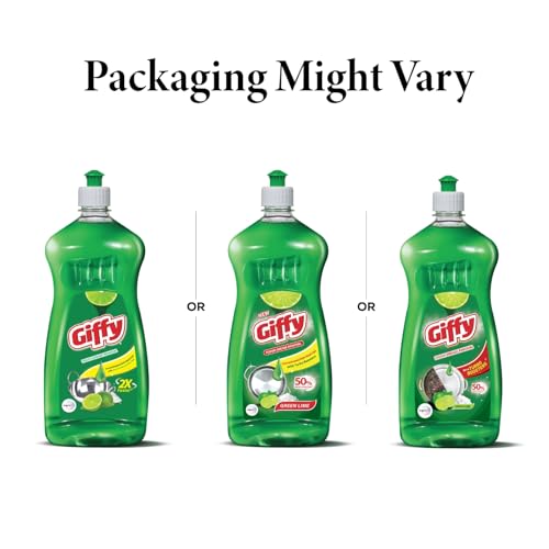 Giffy Liquid Dishwash Gel | 750ml | Green Lime & Active Salt | 50% More Effective | Tough Grease Removal Expert | Turbo Boosters | Mild fragrance | Removes Tough Malodour | Hand-Safe - Image 4